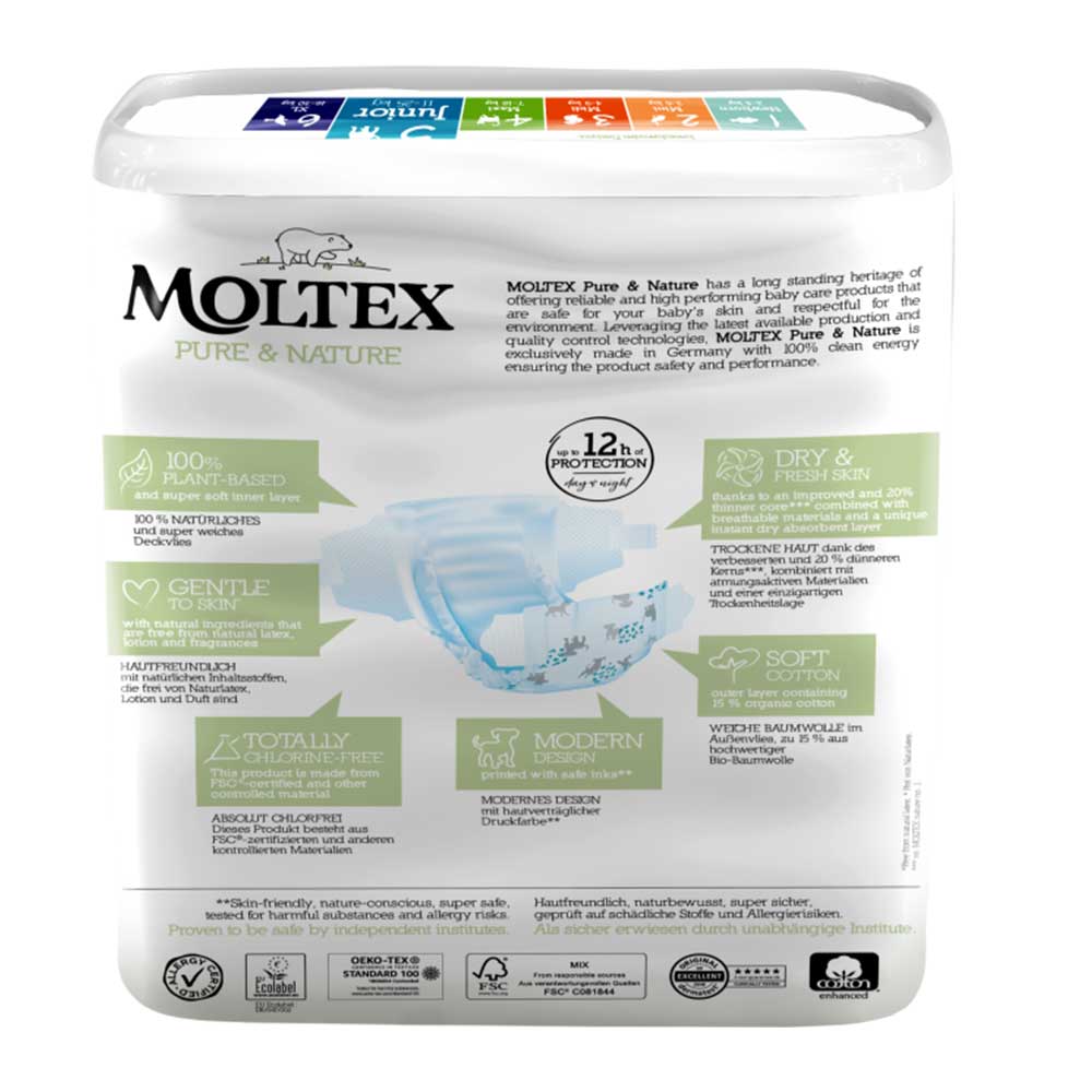Moltex Eco Nappies Size 5 Junior 11-16kg - 25 Pack - L'Organic