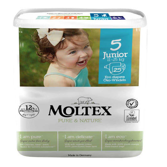 Moltex Eco Nappies Size 5 Junior 11-16kg - 25 Pack - L'Organic