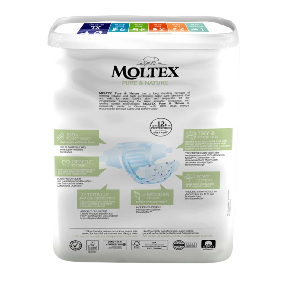 Moltex Eco Nappies Size 6 XL 16-30kg - 21 Pack - L'Organic