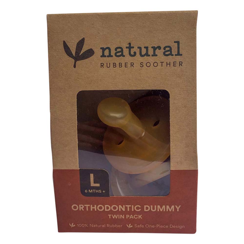 Natural Rubber Soother Ortho Large (6+ Months) - Twin With Eco Packaging - L'Organic