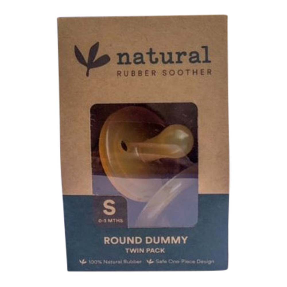 Natural Rubber Soother Round Small (0-3 Months) - Twin With Eco Packaging - L'Organic