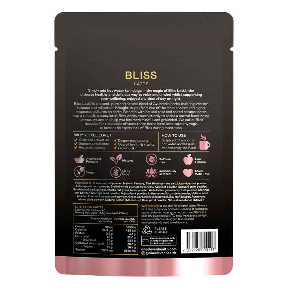 One Eleven Bliss Latte (Relaxation Blend) - Rose Salted Caramel - 220g - L'Organic