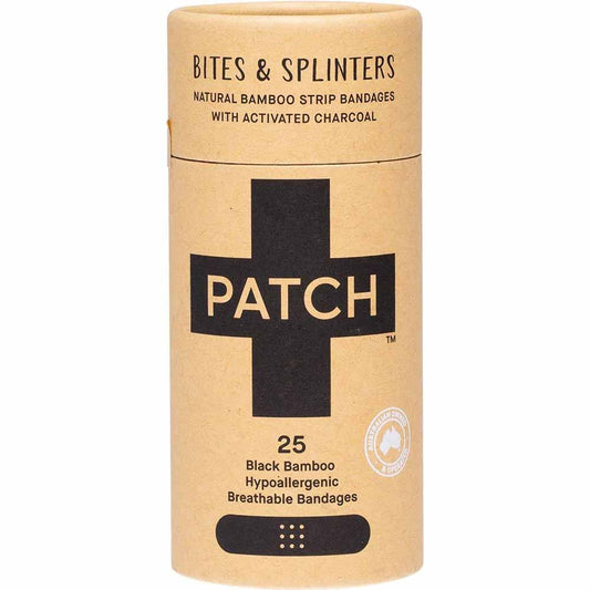 PATCH Organic Bamboo Strip Bandages - Activated Charcoal - 25 Pack - L'Organic