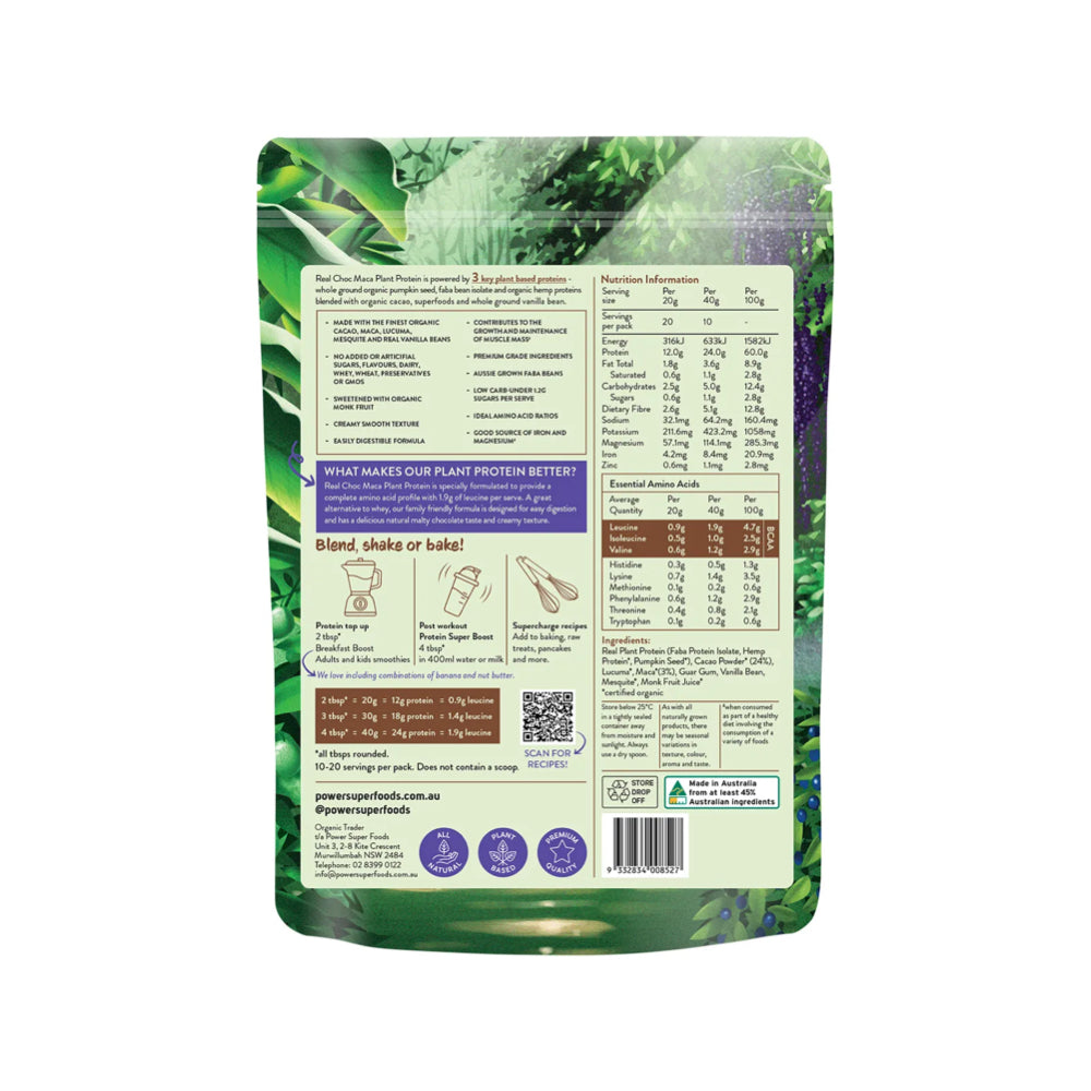 POWER SUPER FOODS Real Plant Protein Choc Maca 400g
