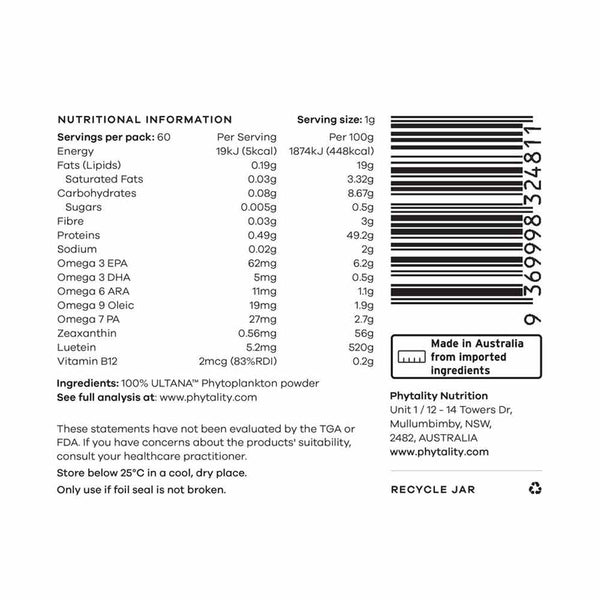 Phytality Phytoplankton Omega & Multi Powder - 60g - L'Organic