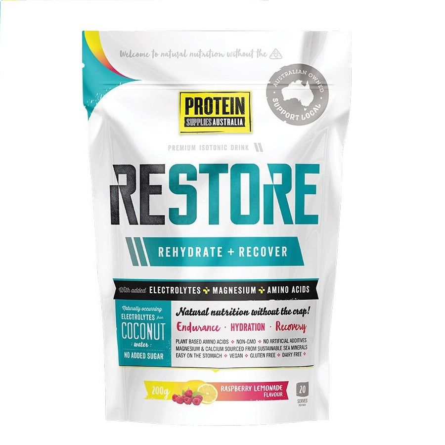 Protein Supplies Australia Restore Hydration Recovery Drink Raspberry Lemonade - 200g - L'Organic
