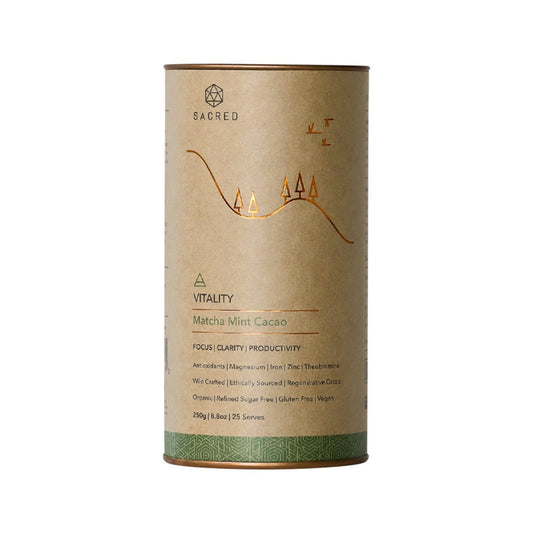 Sacred Taste Organic Drinking Cacao (Matcha Mint Cacao) Vitality 250g - L'Organic