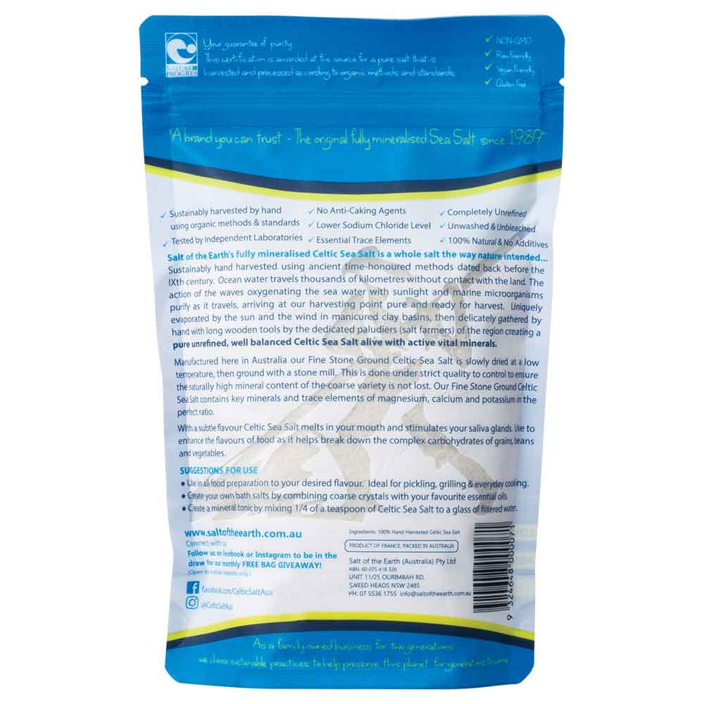 SALT OF THE EARTH Organic Fine Celtic Sea Salt - 250g - L'Organic