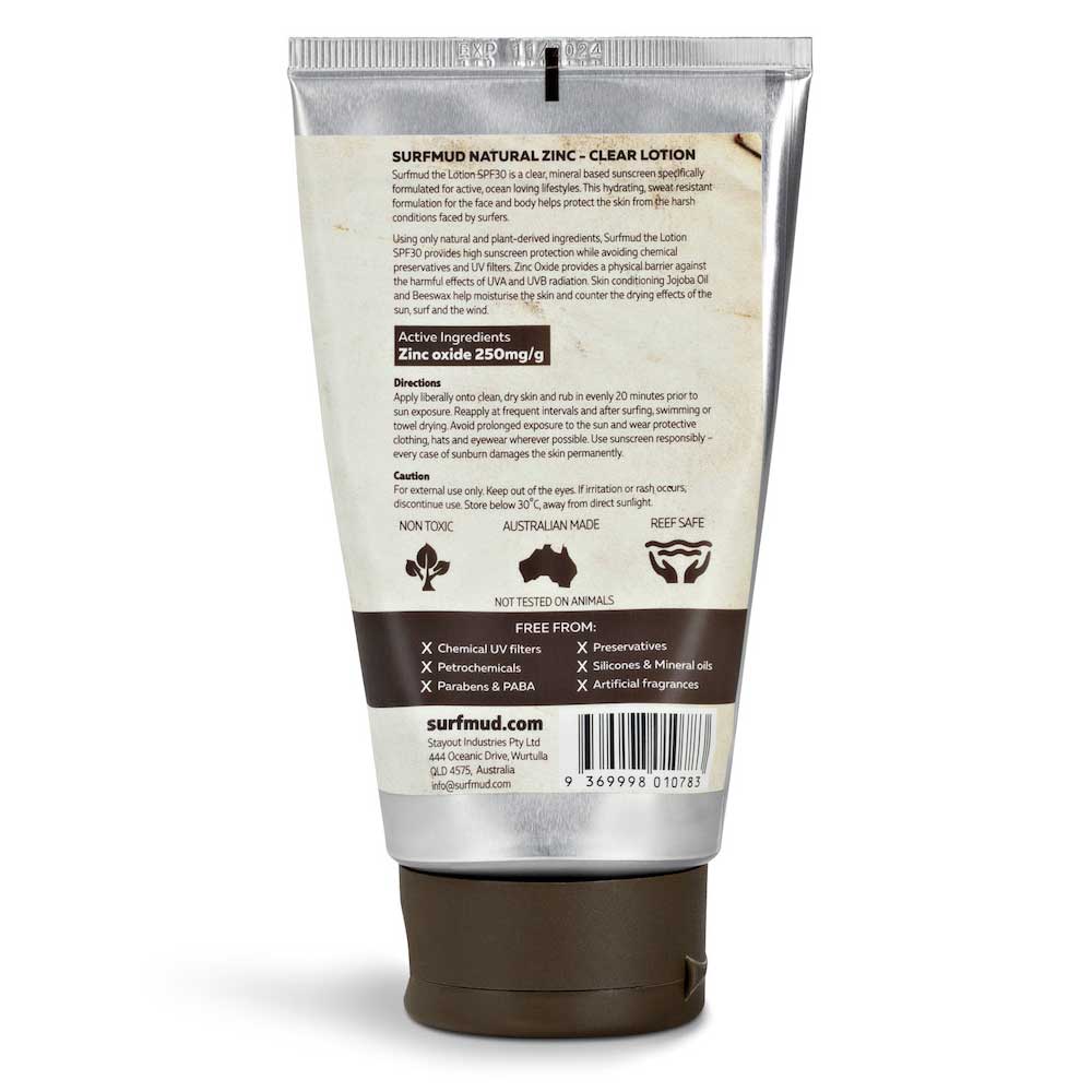 SURFMUD Natural Zinc Sunscreen Lotion SPF 30 - 125g - L'Organic