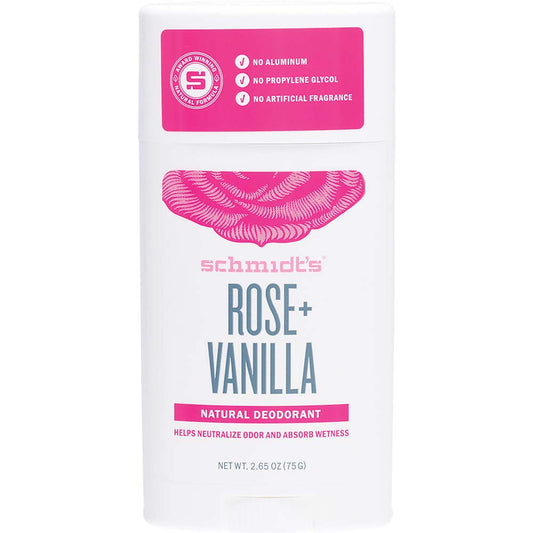 Schmidt's Rose + Vanilla Deodorant Stick - 75g - L'Organic
