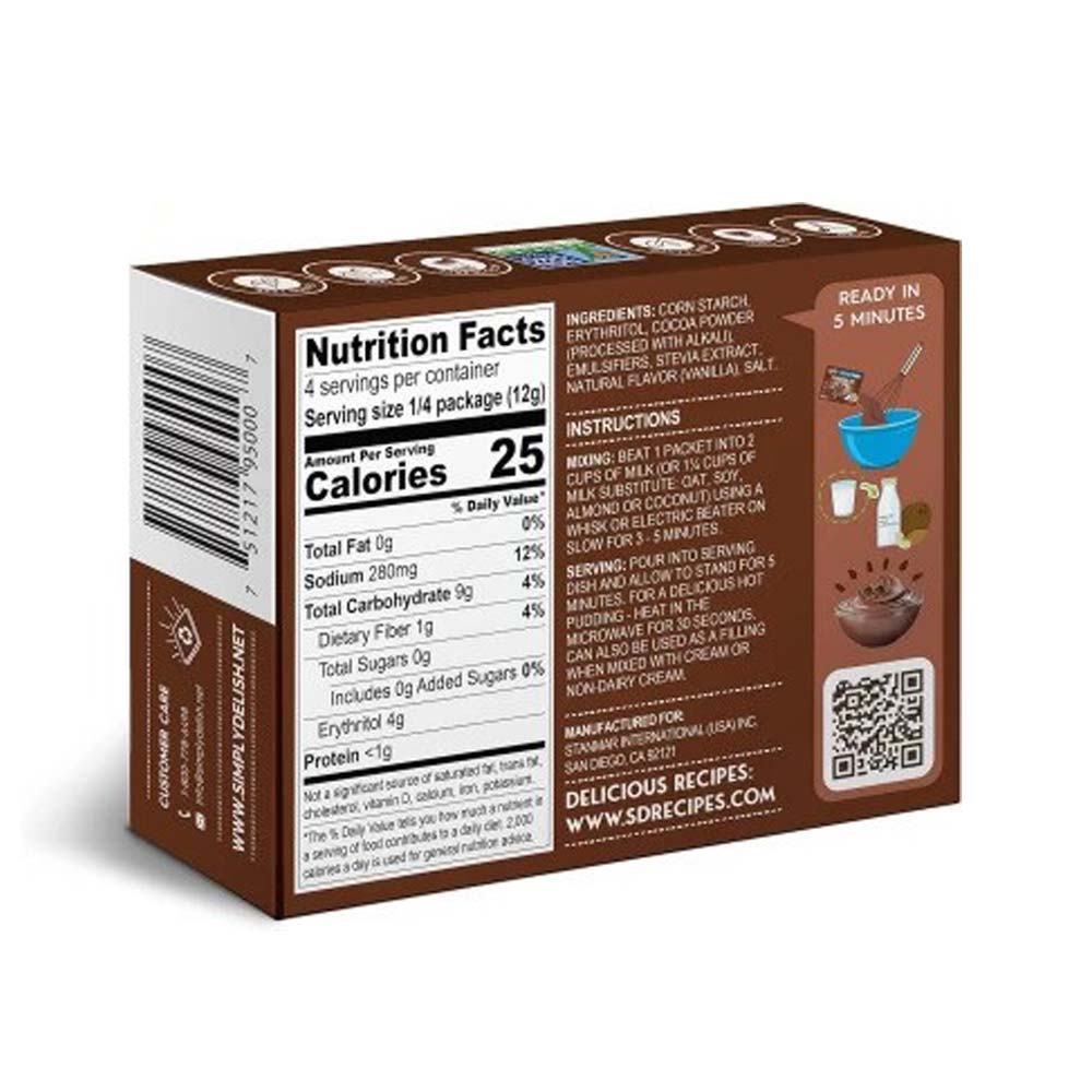 Box of a quick-mixing product with nutrition facts and ingredients listed on a white background