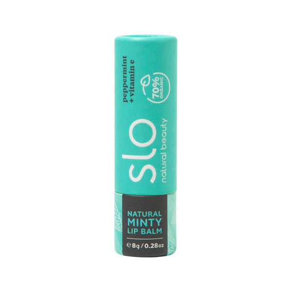 Slo Natural Beauty Organic Natural Minty Lip Balm Peppermint + Vitamin E 8g - L'Organic