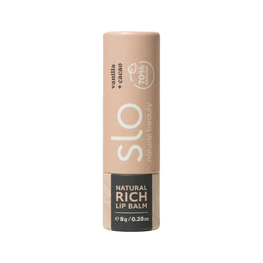 Slo Natural Beauty Organic Natural Rich Lip Balm Vanilla + Cacao 8g - L'Organic