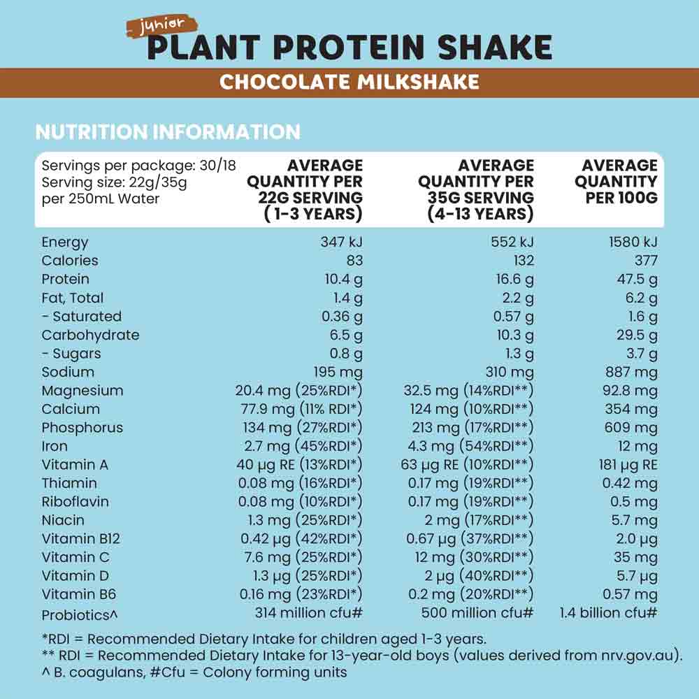 Sprout Organic Junior Plant Protein Chocolate Milkshake Sachets - 35g x 12 Pack - L'Organic