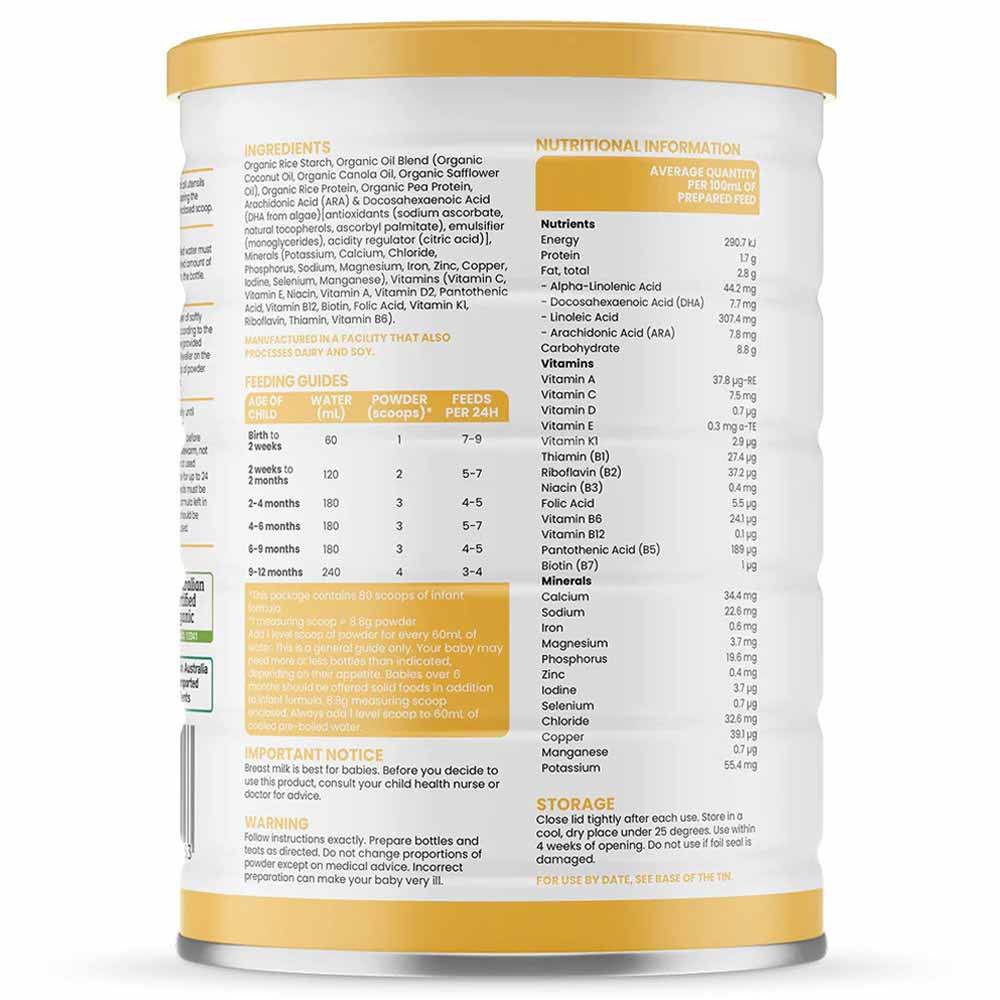 Sprout Organic Plant Based Infant Formula 0-12 Months - 700g - L'Organic