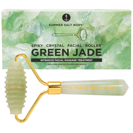 Summer Salt Body Spiky Crystal Facial Roller - Green Jade - L'Organic