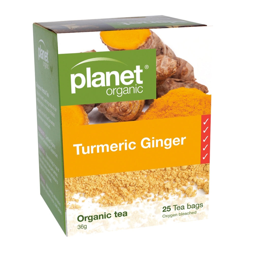 PLANET ORGANIC Herbal Tea Bags Turmeric and Ginger 25 Bags