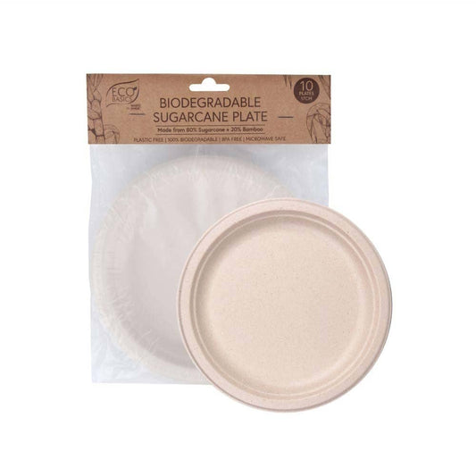 White Magic Biodegradable Sugarcane Plate 17cm - 10 Pack - L'Organic