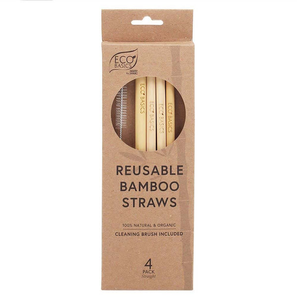 White Magic Eco Basics Bamboo Straws & Brush - 4 pack - L'Organic