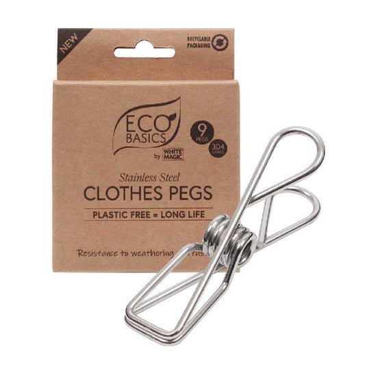 White Magic Eco Basics - Clothes Pegs - 9 Pack - L'Organic