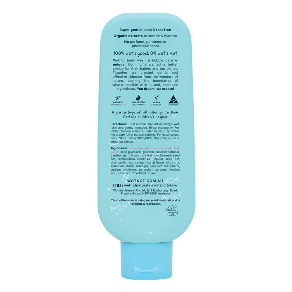 Wotnot 100% Natural Baby Wash and Bubble Bath - 250ml - L'Organic