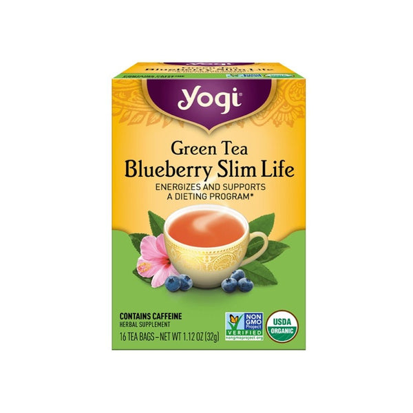YOGI TEA Herbal Tea Bags Green Tea Blueberry Slim Life - 16 Tea Bags - L'Organic
