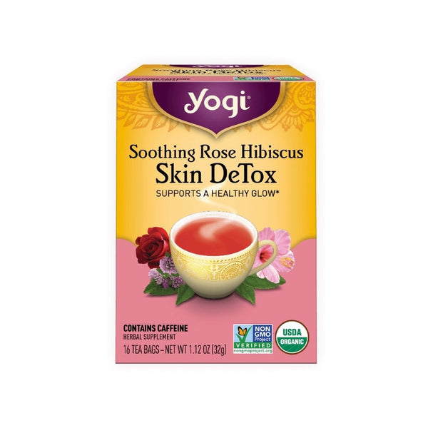 YOGI TEA Herbal Tea Bags Rose Hibiscus Skin DeTox - 16 Tea Bags - L'Organic