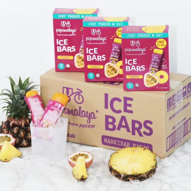 Pops Malaya Freeze-at-Home Sorbet Bars - Pineapple & Passionfruit 6 x 45ml - Happy Tummies Pty Ltd