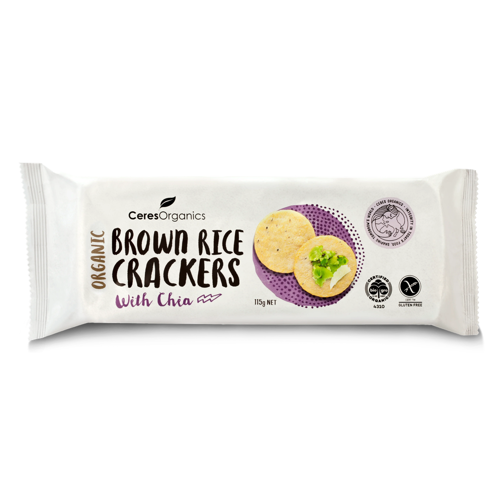 Ceres Organics Brown Rice Crackers with Chia - 115g - L'Organic