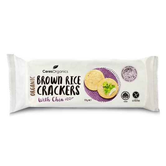 Ceres Organics Brown Rice Crackers with Chia - 115g - L'Organic