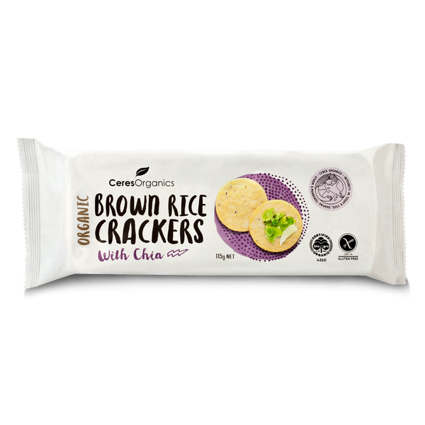 Ceres Organics Brown Rice Crackers with Chia - 115g - L'Organic