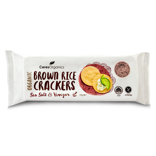 Ceres Organics Brown Rice Crackers Sea Salt & Vinegar - 115g - L'Organic