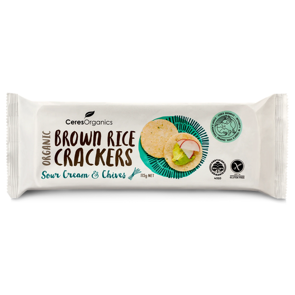 Ceres Organics Brown Rice Crackers Sour Cream & Chives - 115g - L'Organic