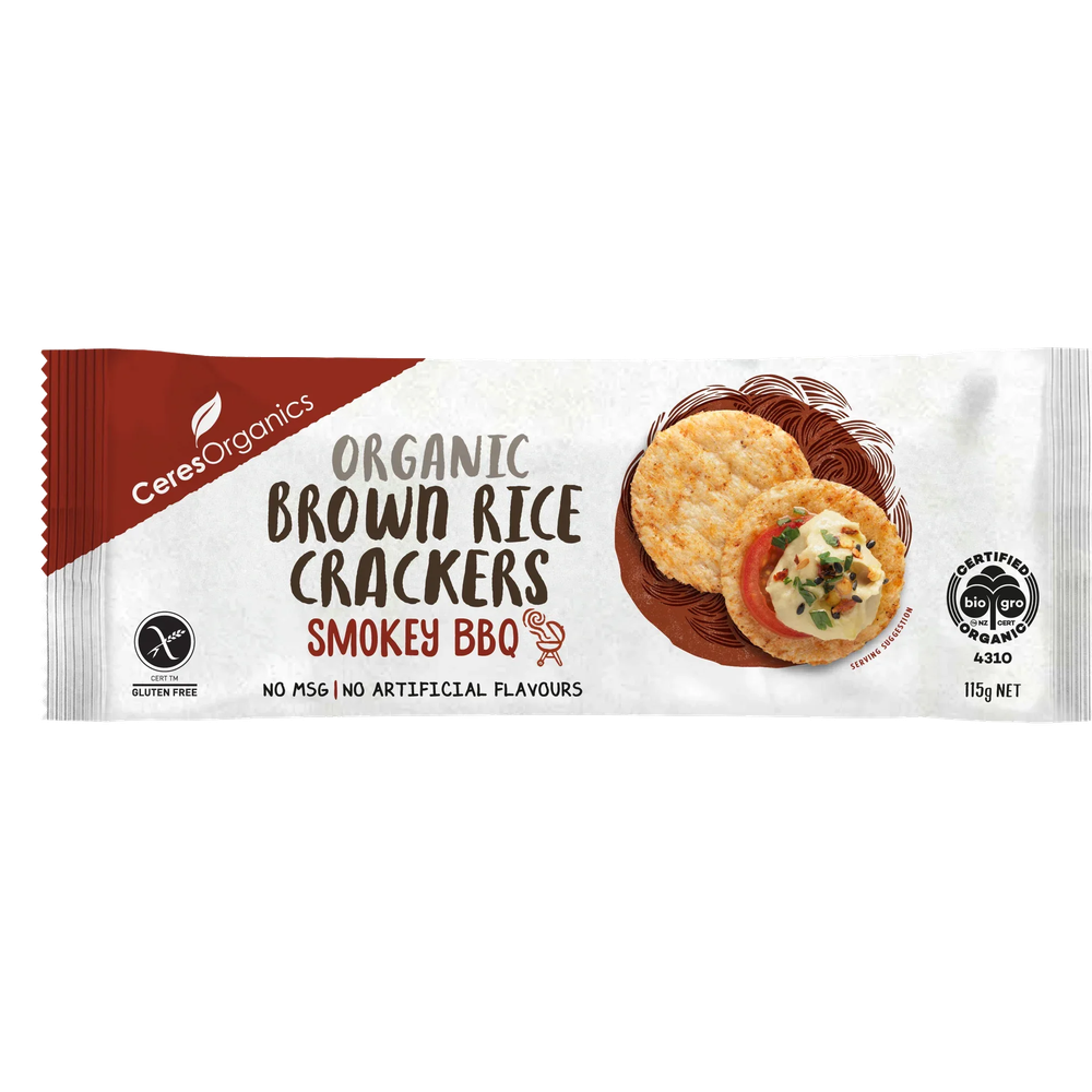 Ceres Organics Brown Rice Crackers Smokey BBQ - 115g - L'Organic