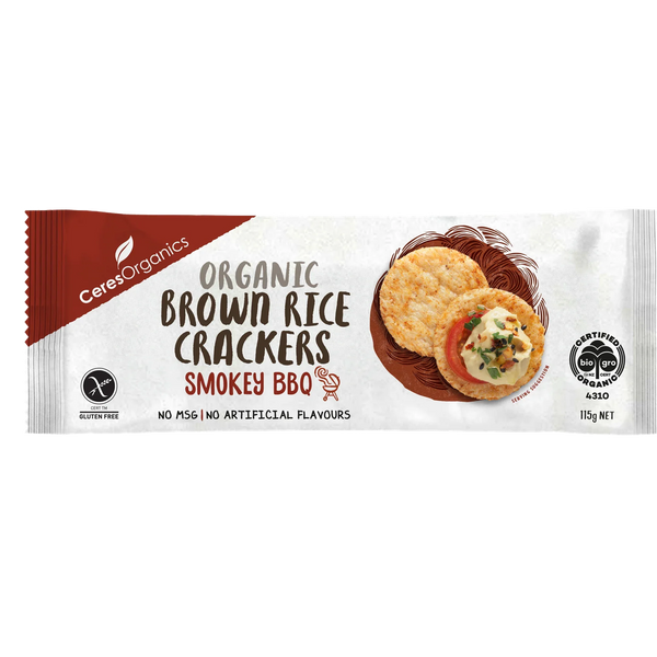 Ceres Organics Brown Rice Crackers Smokey BBQ - 115g - L'Organic