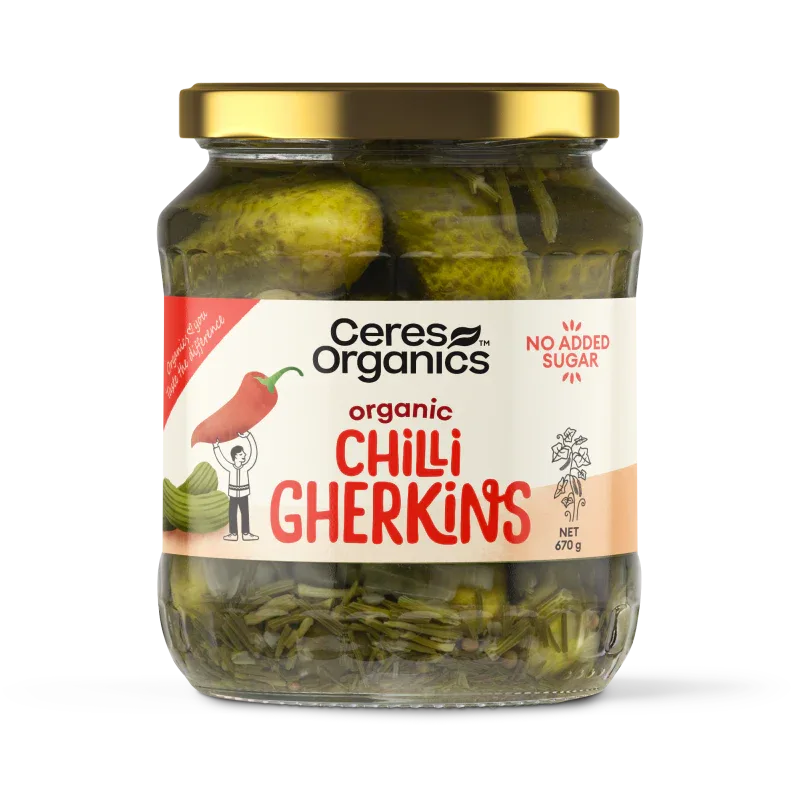 Ceres Organics Chilli Gherkins - 670g - L'Organic