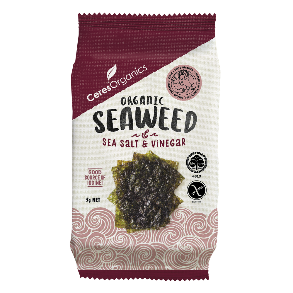 Ceres Organics Seaweed Snack Sea Salt & Vinegar - 5g - L'Organic