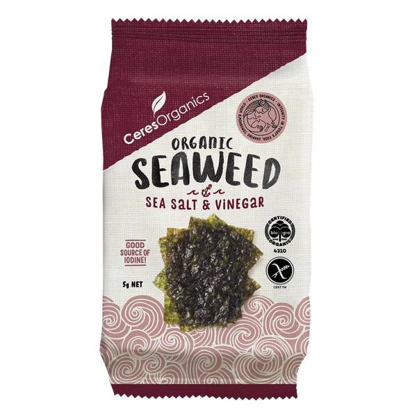 Ceres Organics Seaweed Snack Sea Salt & Vinegar - 5g - L'Organic