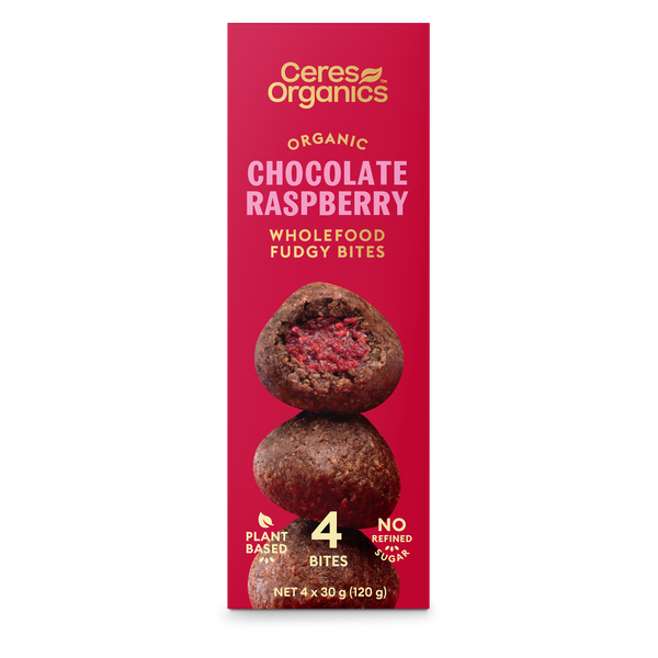 Ceres Organics Wholefood Fudgy Bites Chocolate Raspberry - 120g - L'Organic
