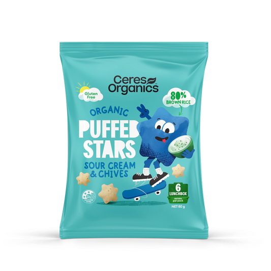 Ceres Organics Puffed Stars Sour Cream & Chives - 80g - L'Organic
