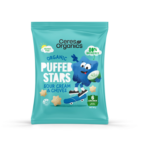 Ceres Organics Puffed Stars Sour Cream & Chives - 80g - L'Organic