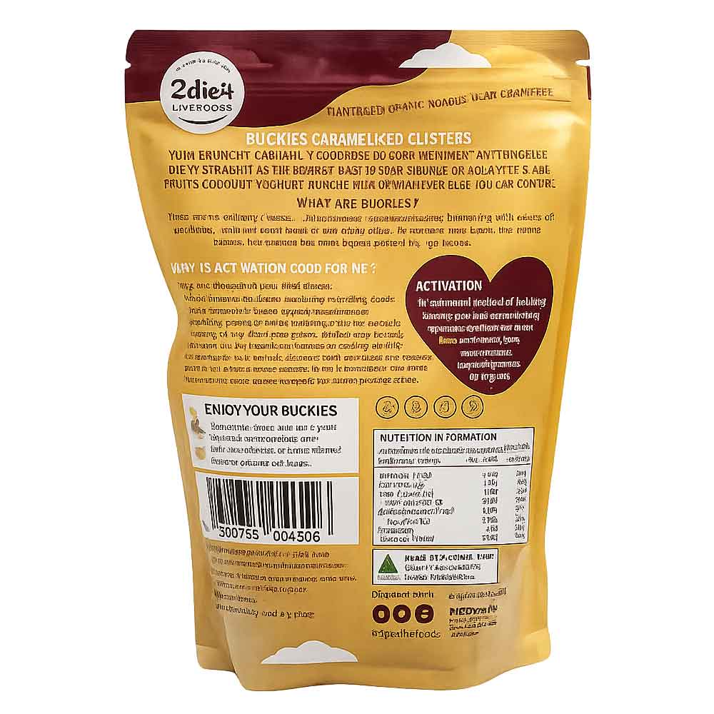 2Die4 Live Foods Organic Activated Buckies Caramelised Clusters - 400g