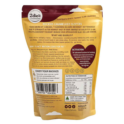 2Die4 Live Foods Organic Activated Buckies Caramelised Clusters - 400g
