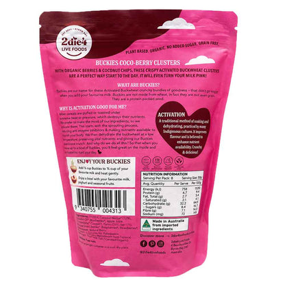 2Die4 Live Foods Organic Activated Buckies Coco-Berry Clusters - 400g