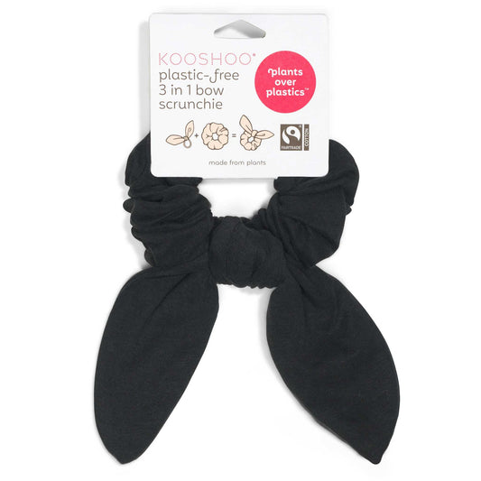 Kooshoo Plastic-Free 3-in-1 Bow Scrunchie - Black