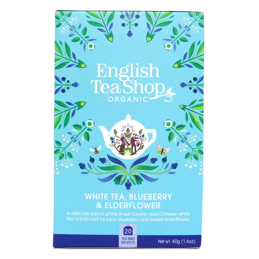 English Tea Shop 20 Organic White Tea Blueberry & Elderflower Teabags - L'Organic