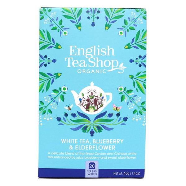 English Tea Shop 20 Organic White Tea Blueberry & Elderflower Teabags - L'Organic
