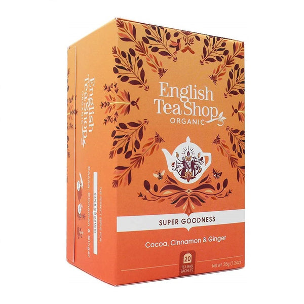 English Tea Shop 20 Super Goodness Organic Cacao, Cinnamon & Ginger Teabags - L'Organic