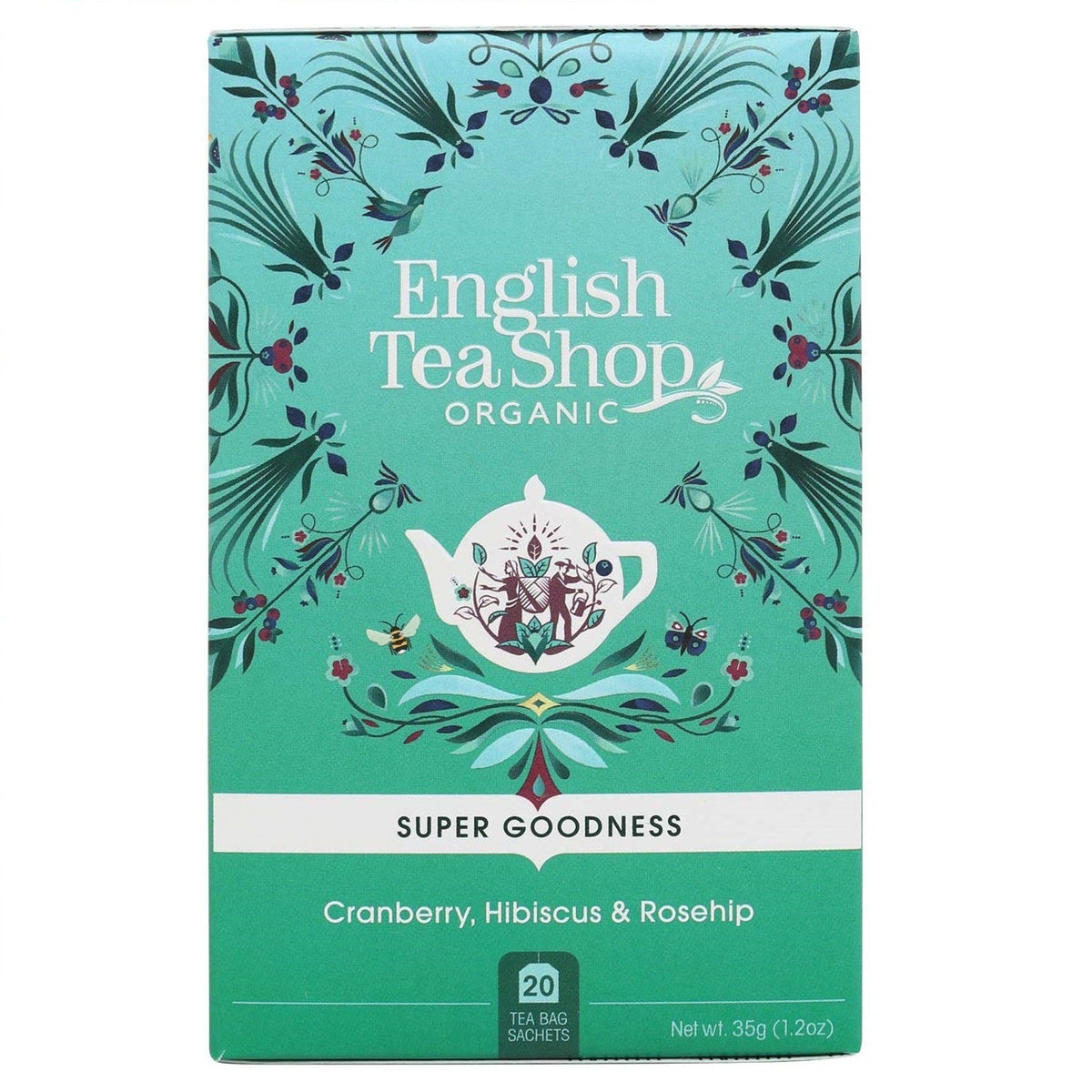 English Tea Shop 20 Organic Cranberry, Hibiscus & Rosehip Leaves Teabags - L'Organic