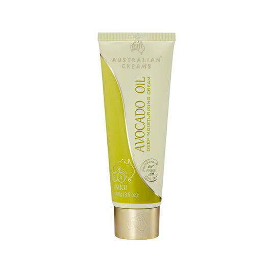 A tube of Australian Creams MKII Avocado Oil Deep Moisturising Cream with Vitamin E.